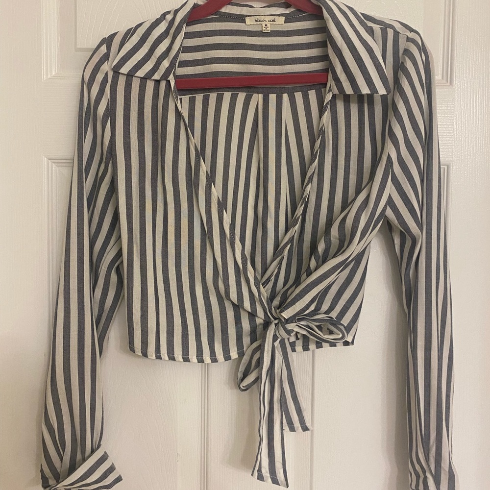 Stripped wrap shirt
